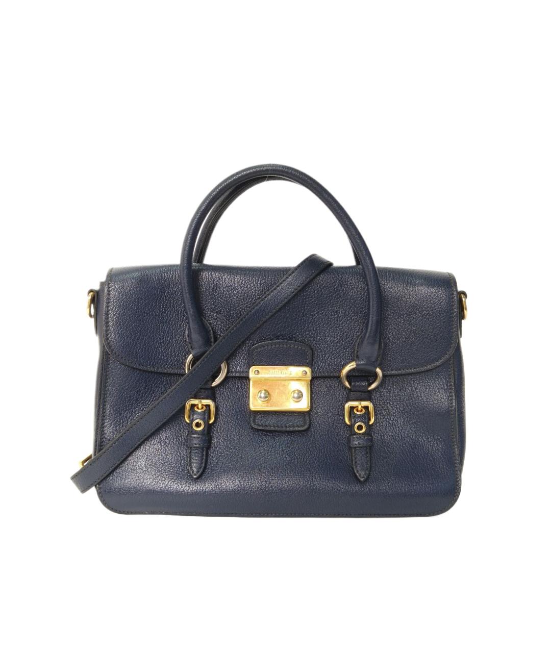 MIU MIU Темно-синяя кожаная сумка через плечо, фото 1