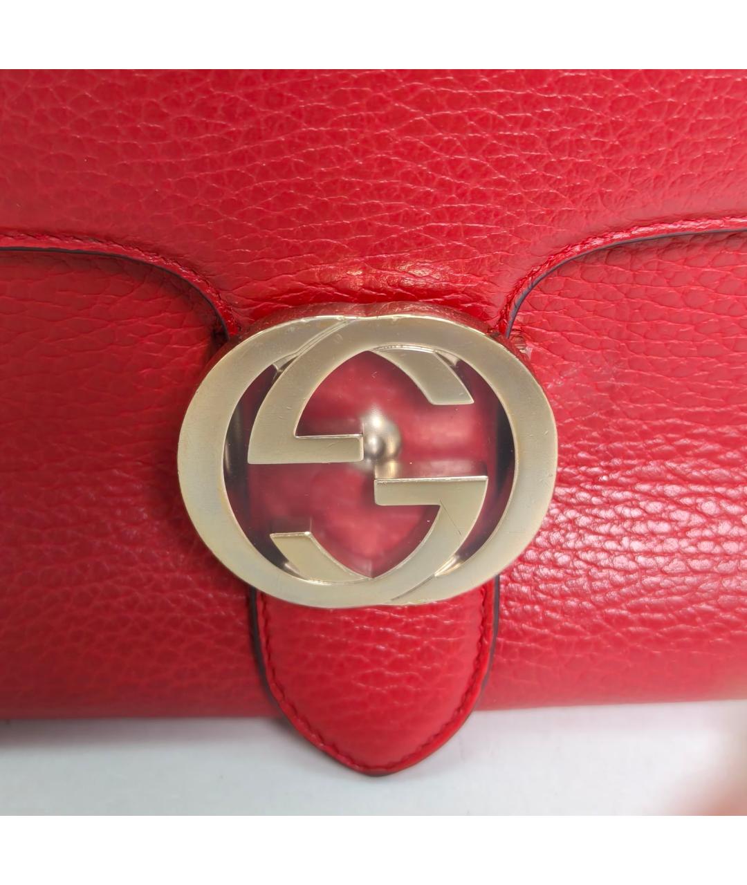 GUCCI Красная кожаная сумка через плечо, фото 7