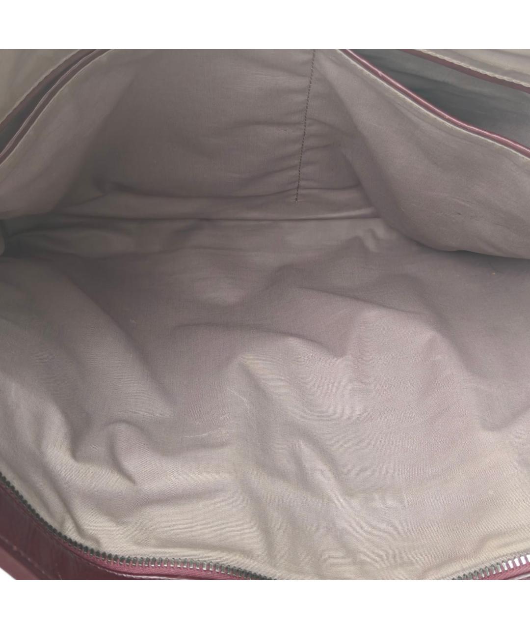 BOTTEGA VENETA Бордовый кожаный портфель, фото 8