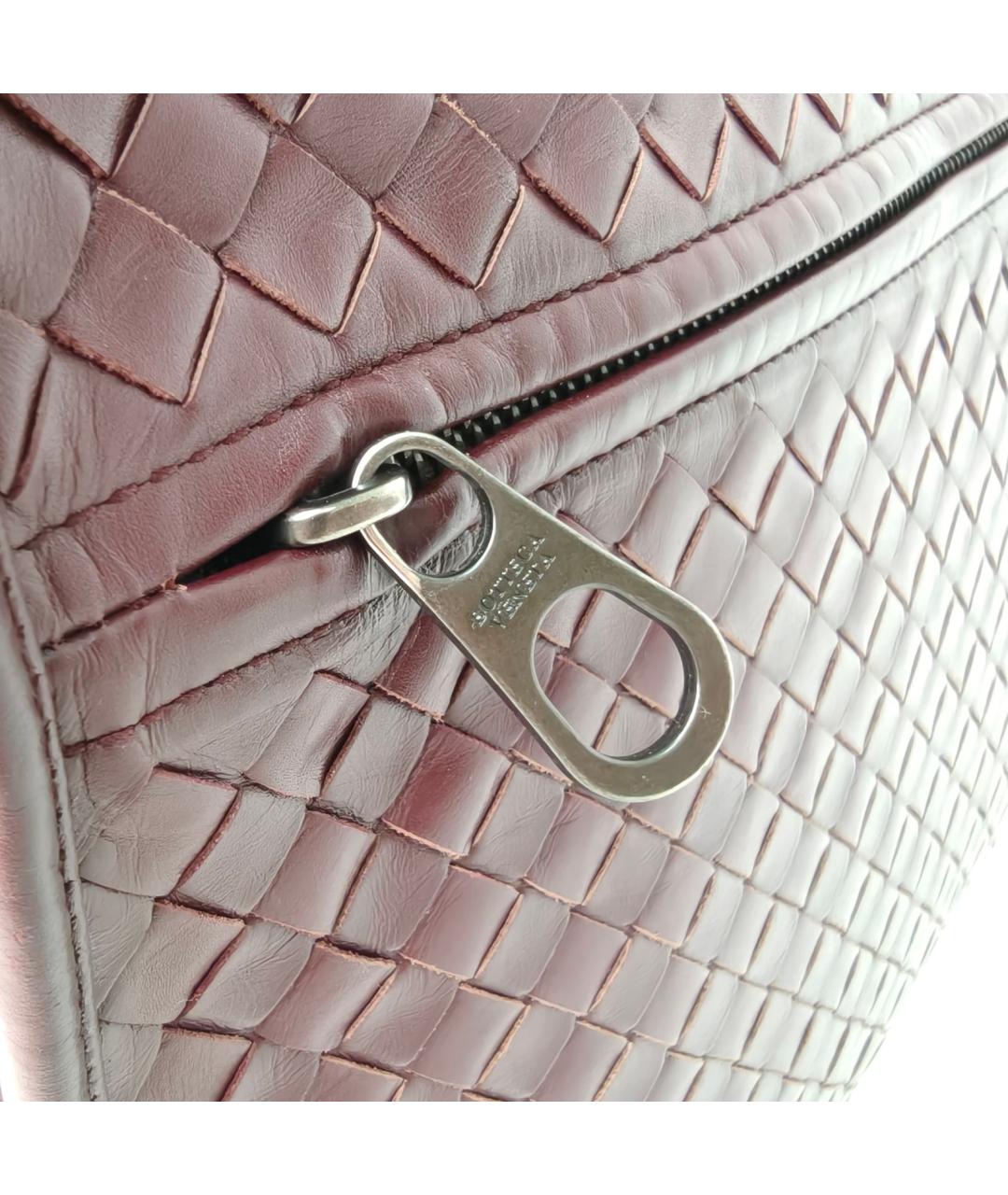 BOTTEGA VENETA Бордовый кожаный портфель, фото 6