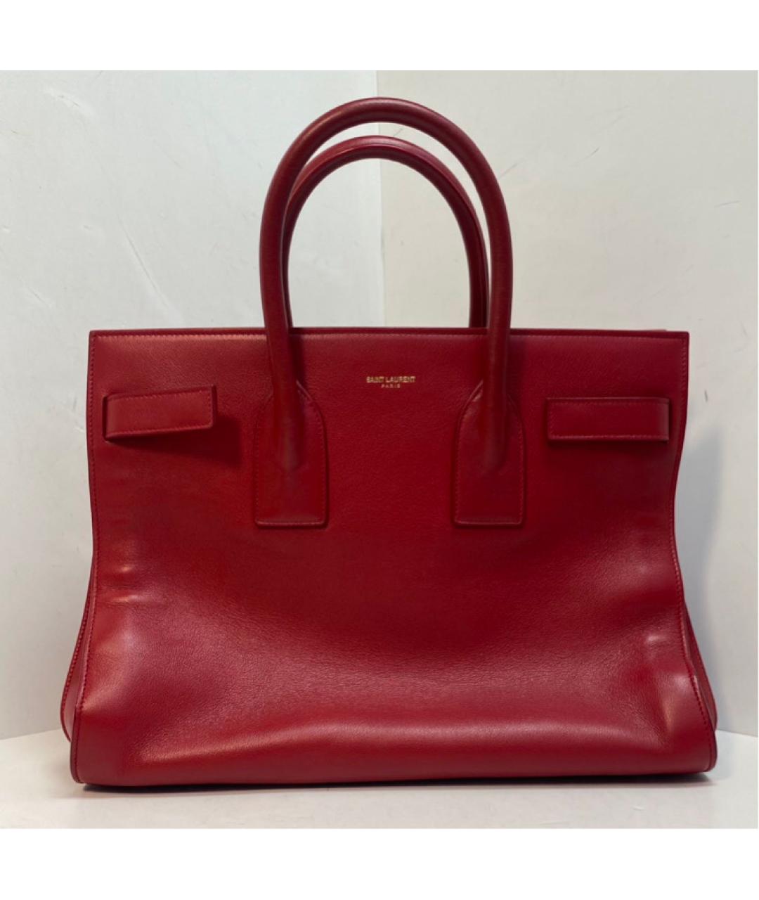 SAINT LAURENT Красная кожаная сумка через плечо, фото 8