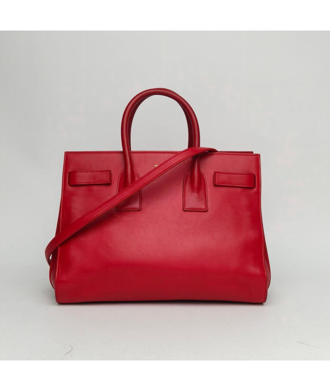 SAINT LAURENT Красная кожаная сумка через плечо, фото 2
