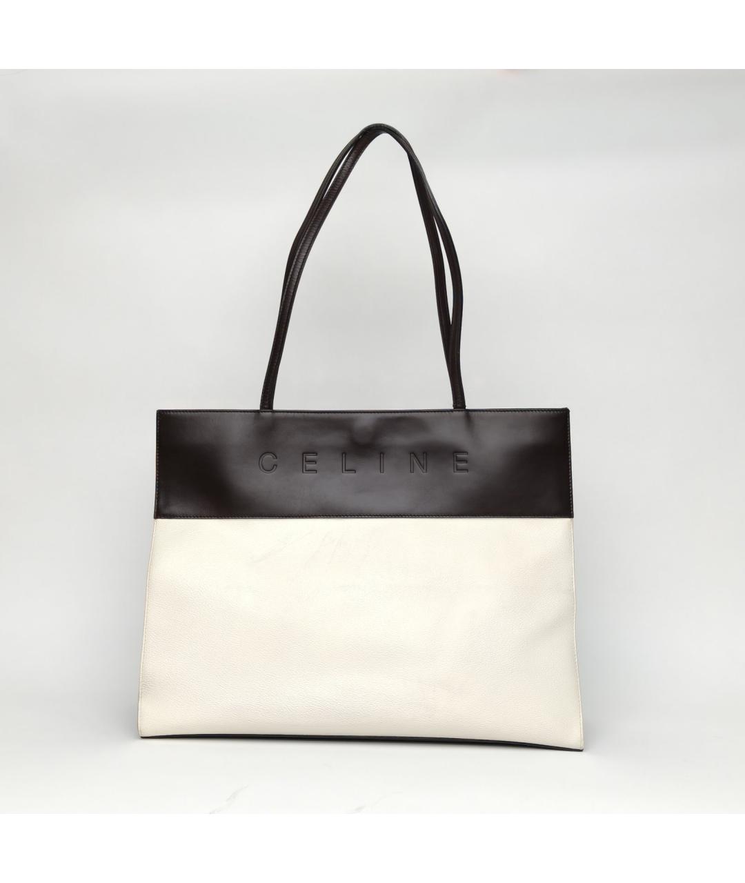 CELINE Белая кожаная сумка тоут, фото 2