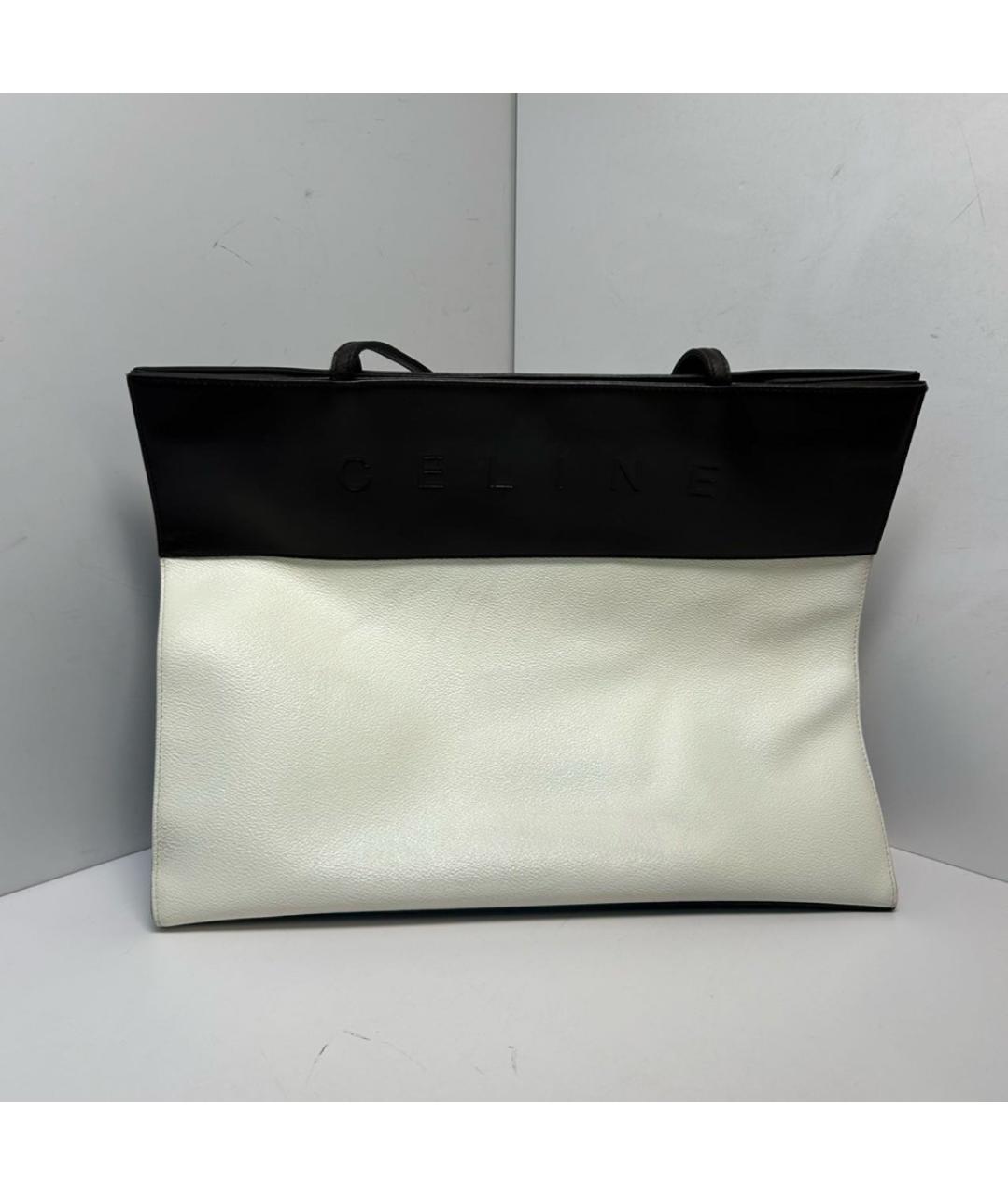 CELINE Белая кожаная сумка тоут, фото 9