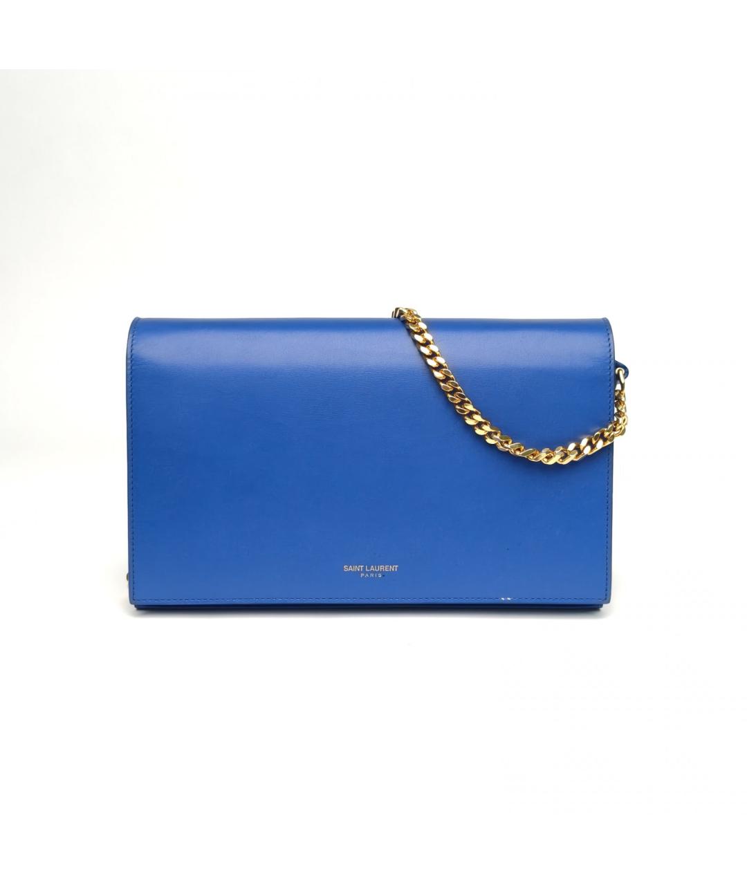 SAINT LAURENT Синяя кожаная сумка через плечо, фото 2