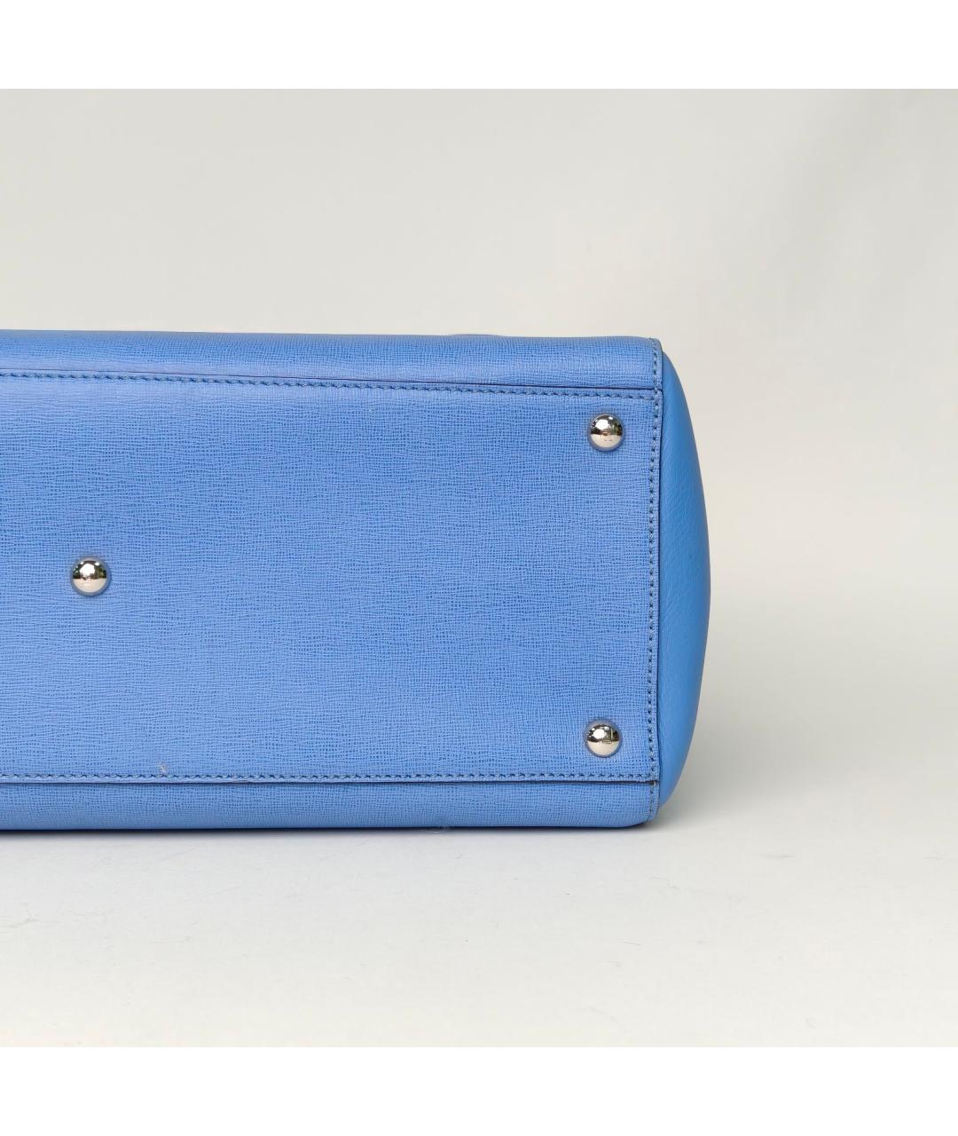 FENDI Голубая кожаная сумка с короткими ручками, фото 7