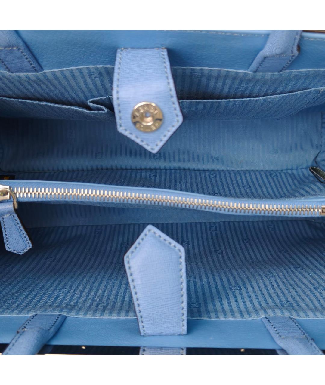 FENDI Голубая кожаная сумка с короткими ручками, фото 9