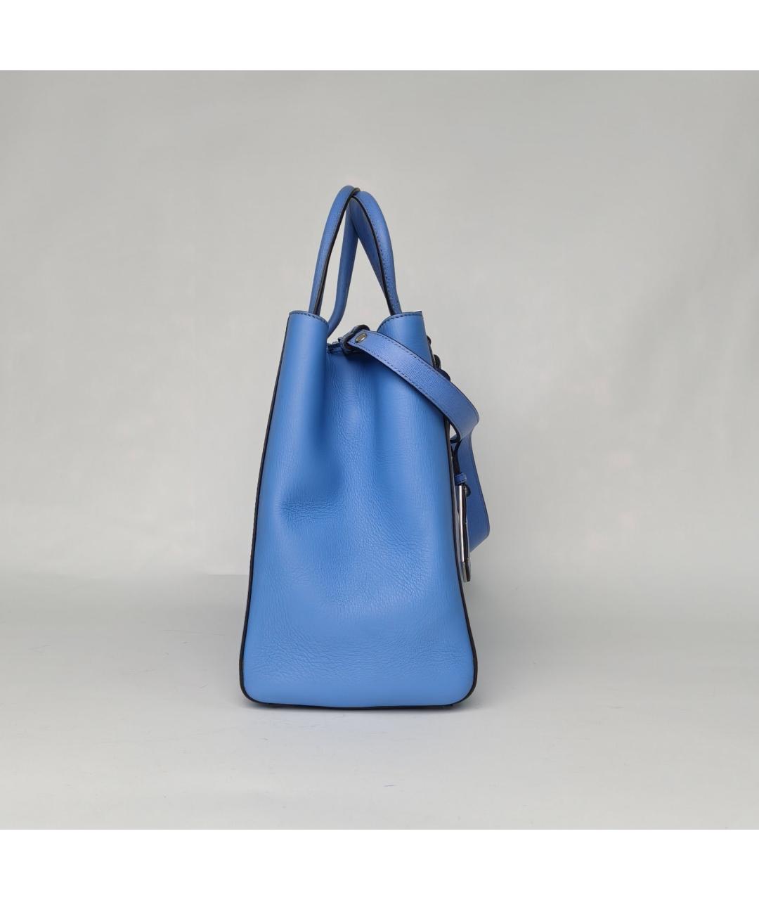 FENDI Голубая кожаная сумка с короткими ручками, фото 5
