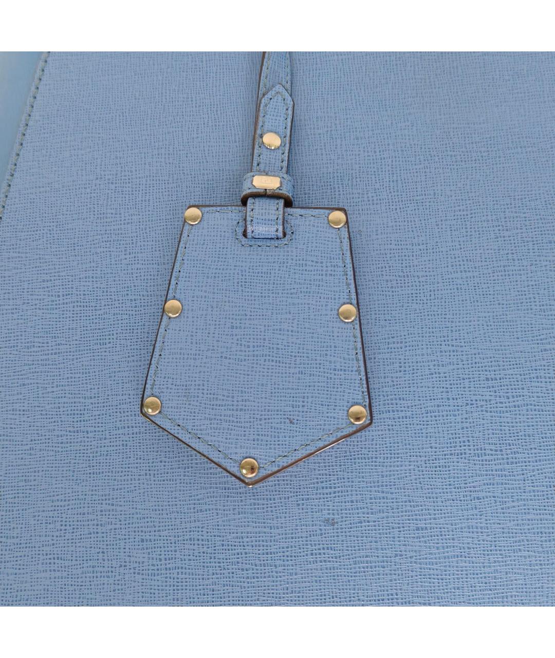 FENDI Голубая кожаная сумка с короткими ручками, фото 8