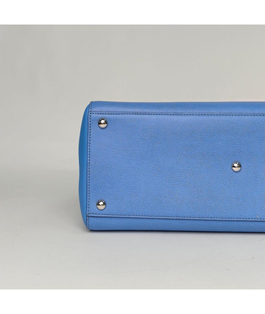 FENDI Голубая кожаная сумка с короткими ручками, фото 6