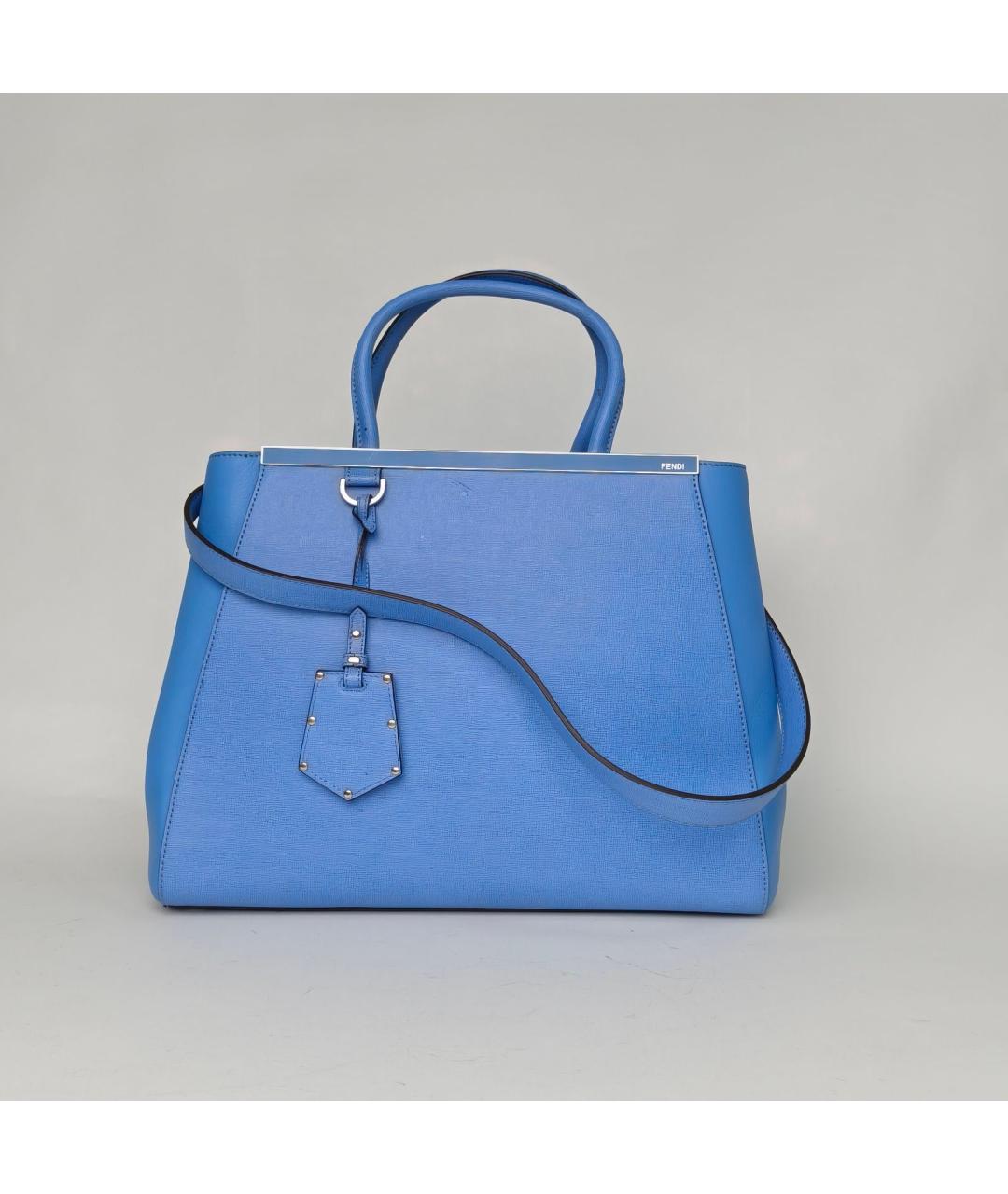 FENDI Голубая кожаная сумка с короткими ручками, фото 2