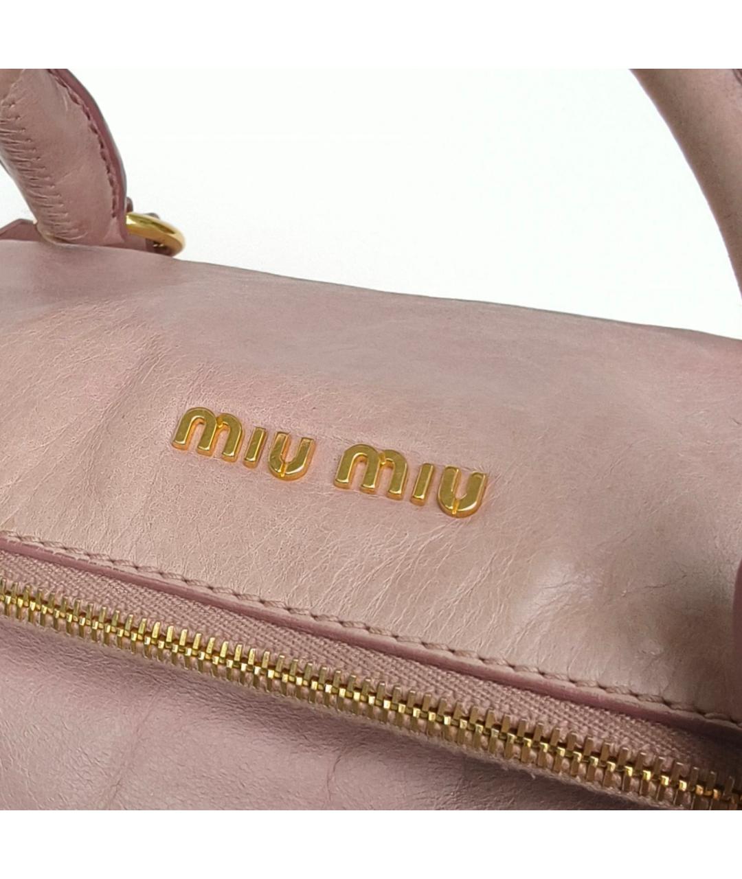 MIU MIU Розовая кожаная сумка через плечо, фото 6