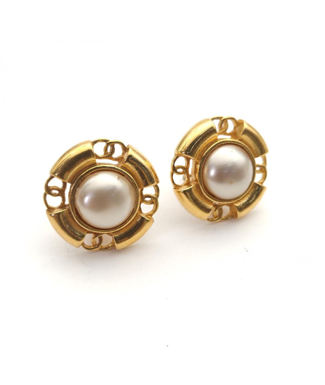 CHANEL Золотые металлические серьги, фото 3