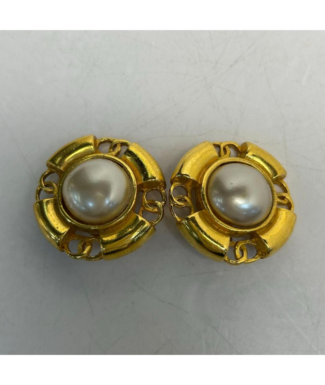 CHANEL Золотые металлические серьги, фото 5