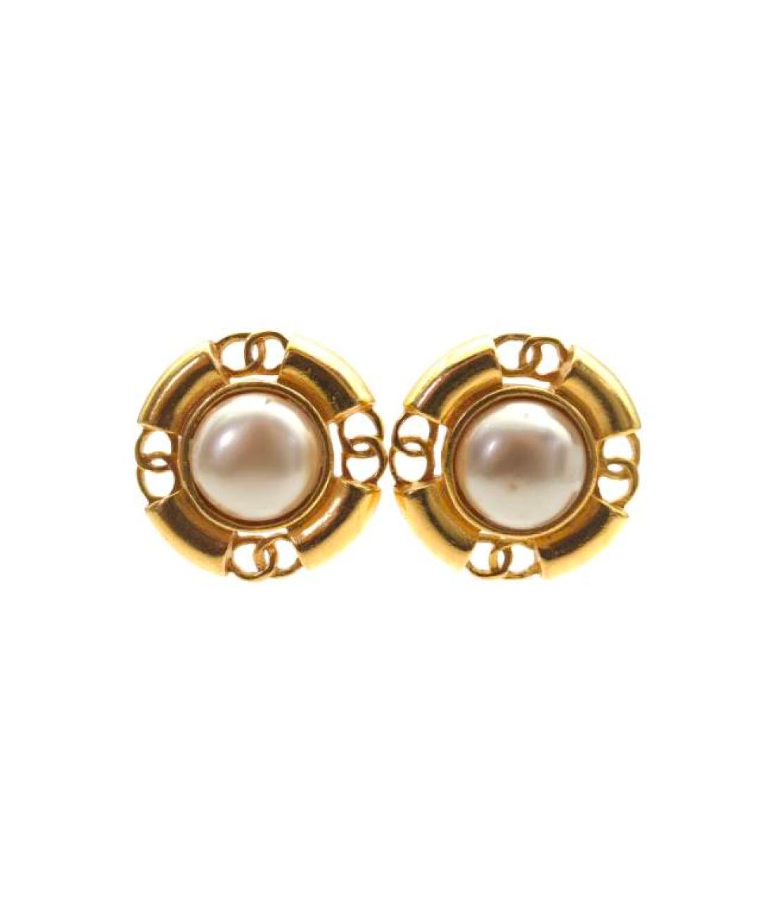 CHANEL Золотые металлические серьги, фото 1