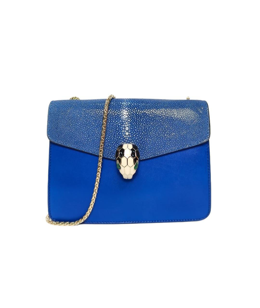 BVLGARI Синяя кожаная сумка через плечо, фото 1