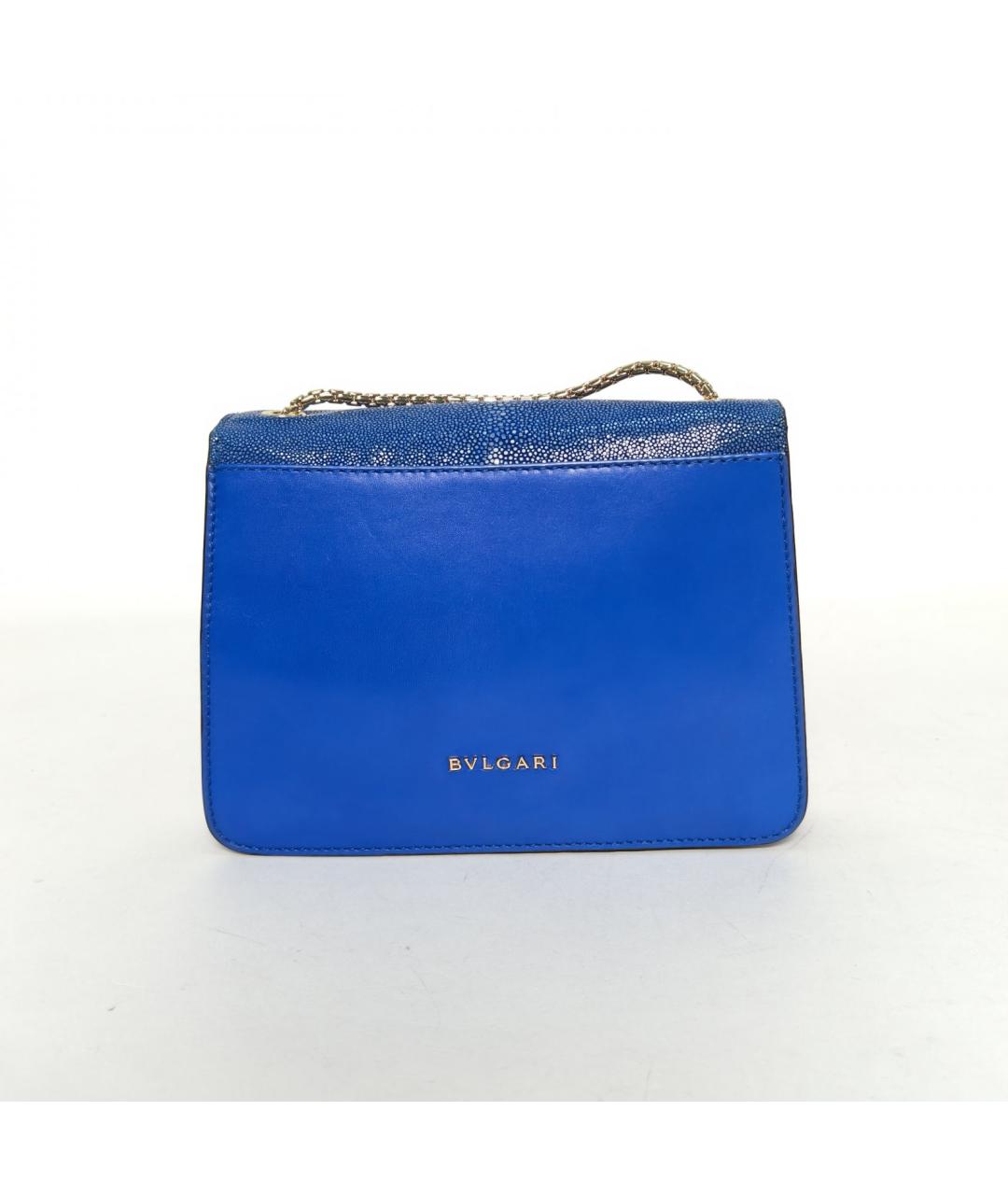 BVLGARI Синяя кожаная сумка через плечо, фото 4