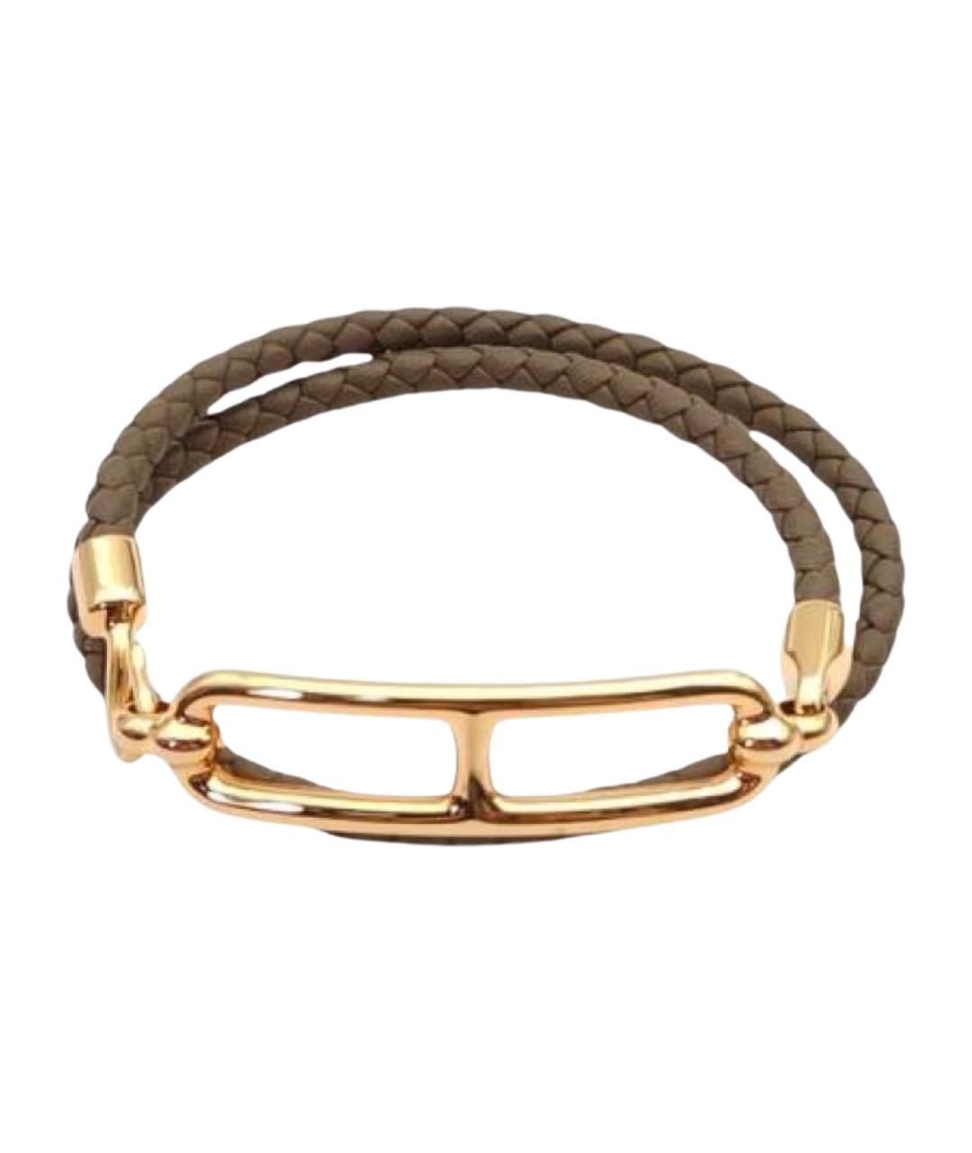 HERMES Коричневый кожаный браслет, фото 1