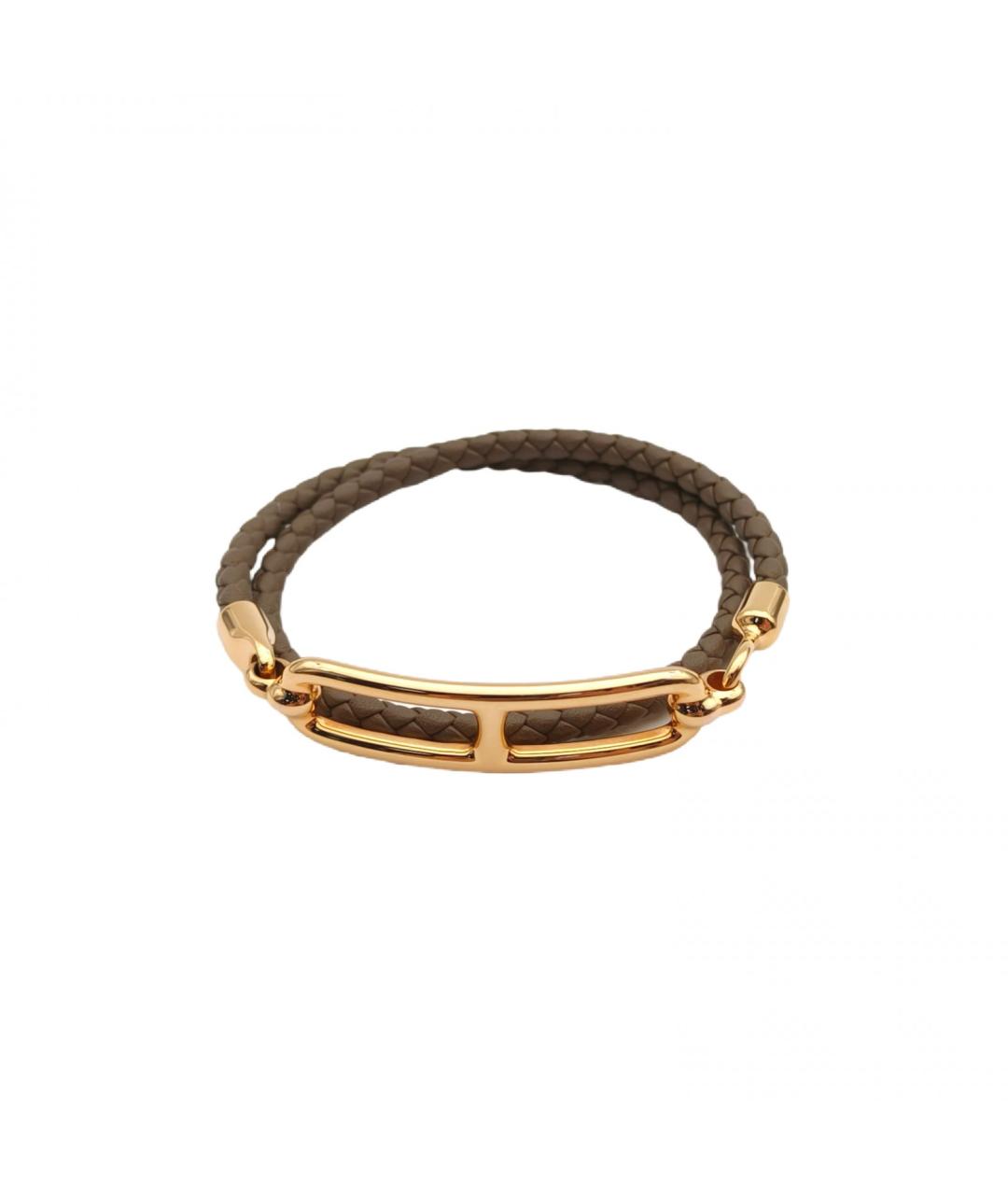 HERMES Коричневый кожаный браслет, фото 2