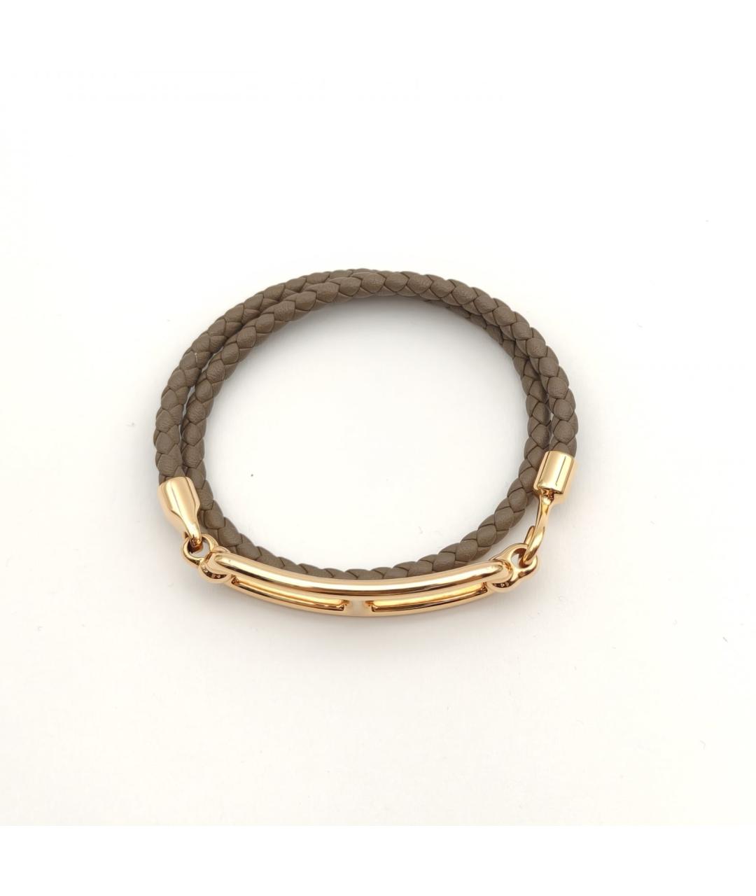 HERMES Коричневый кожаный браслет, фото 4