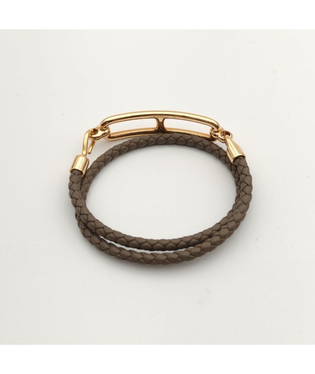 HERMES Коричневый кожаный браслет, фото 6