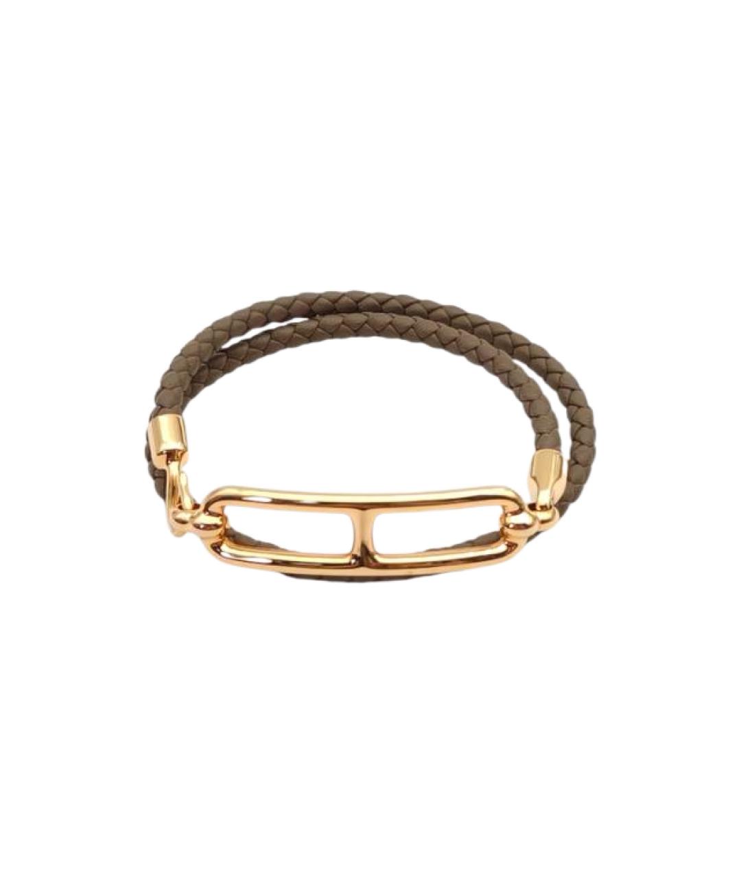 HERMES Коричневый кожаный браслет, фото 10