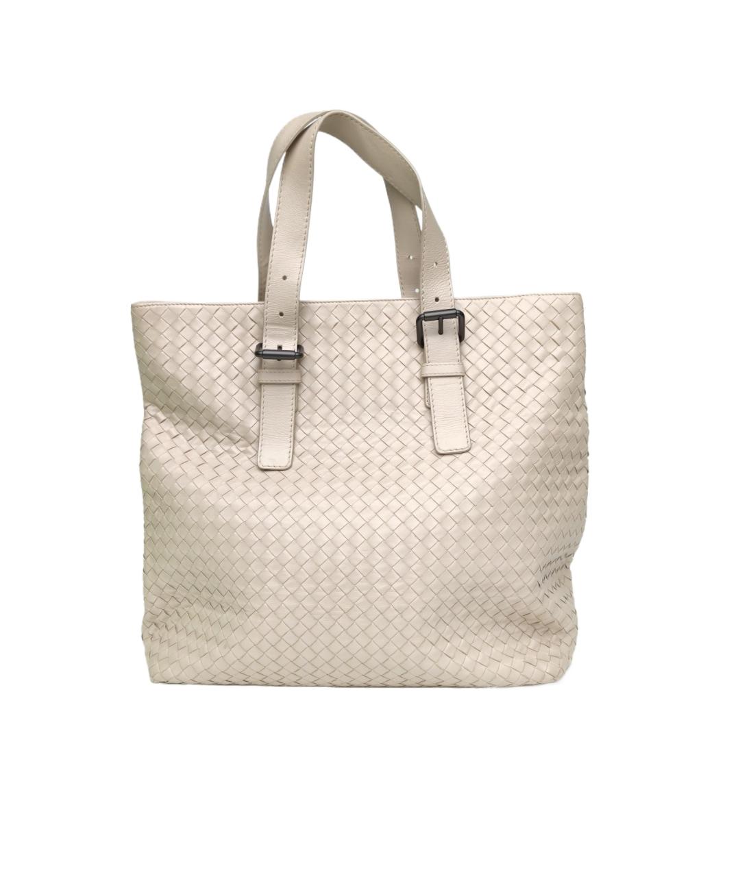 BOTTEGA VENETA Бежевая кожаная сумка тоут, фото 10