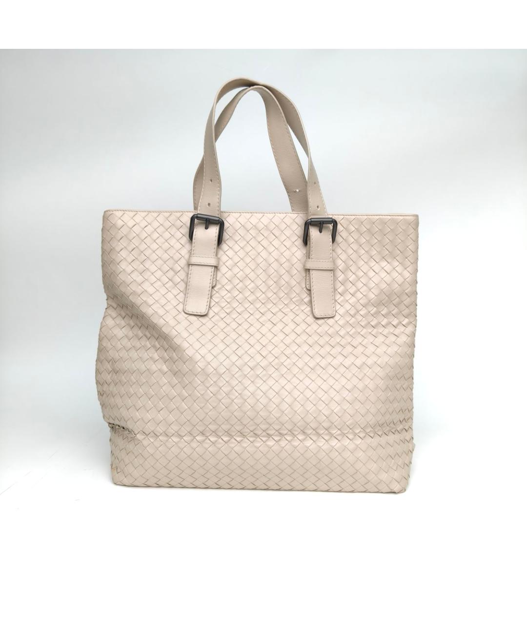 BOTTEGA VENETA Бежевая кожаная сумка тоут, фото 4