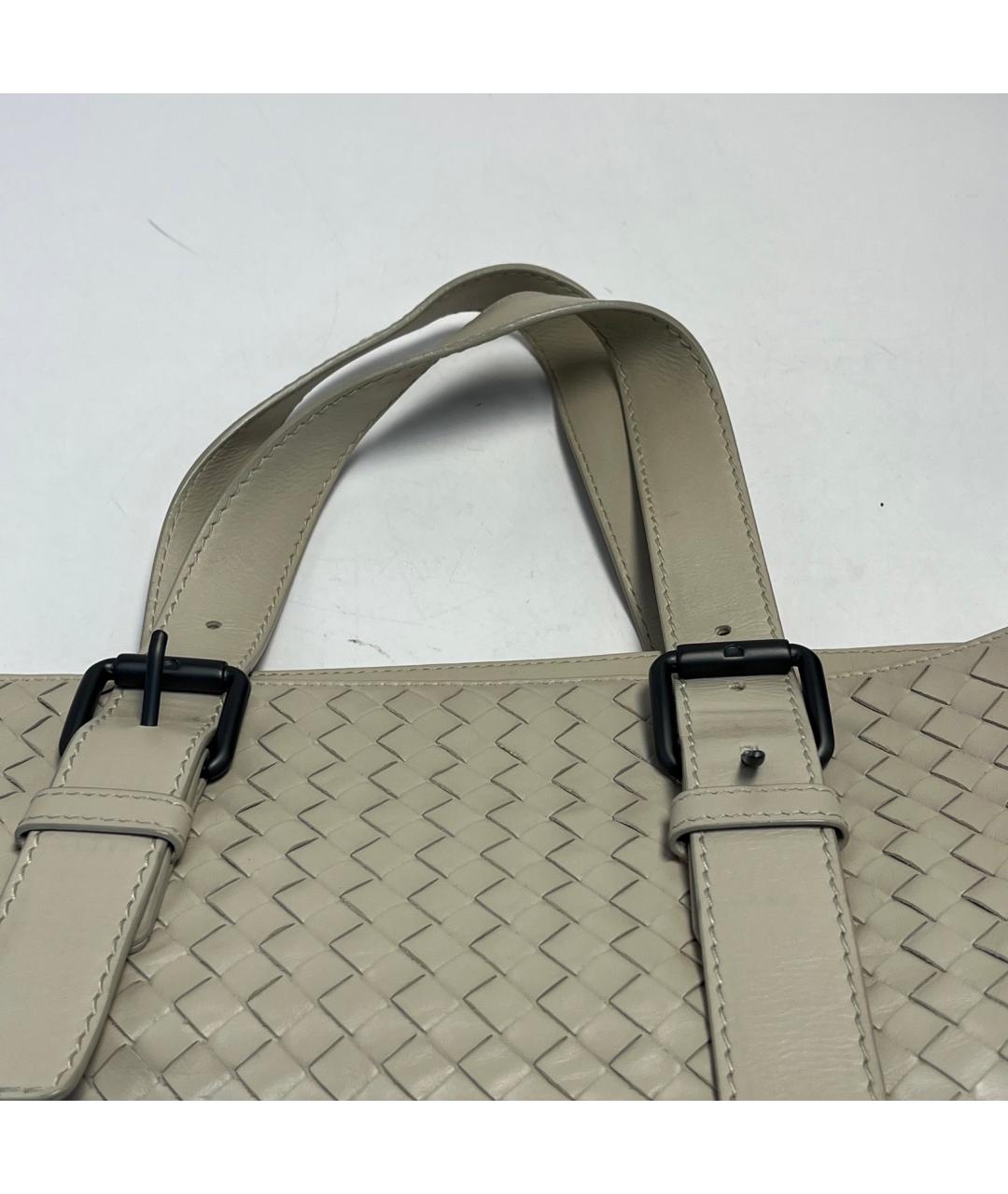 BOTTEGA VENETA Бежевая кожаная сумка тоут, фото 9
