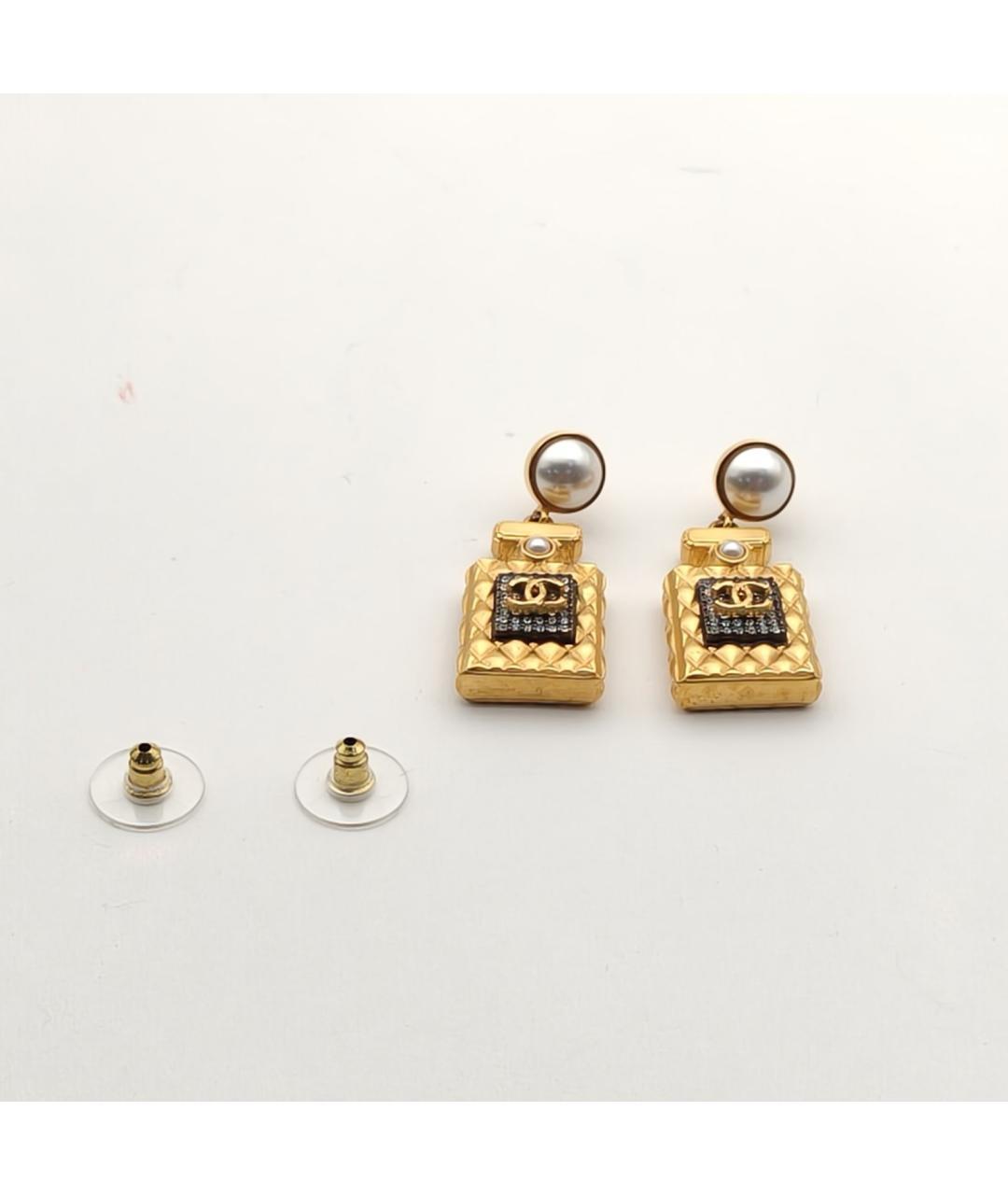 CHANEL Золотые металлические серьги, фото 4