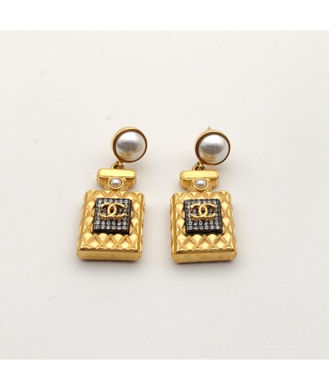 CHANEL Золотые металлические серьги, фото 3