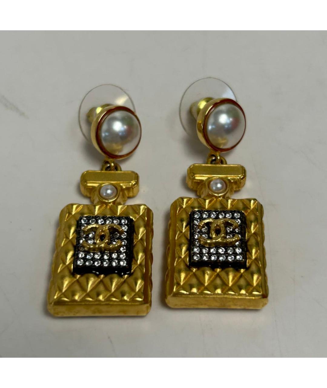 CHANEL Золотые металлические серьги, фото 7