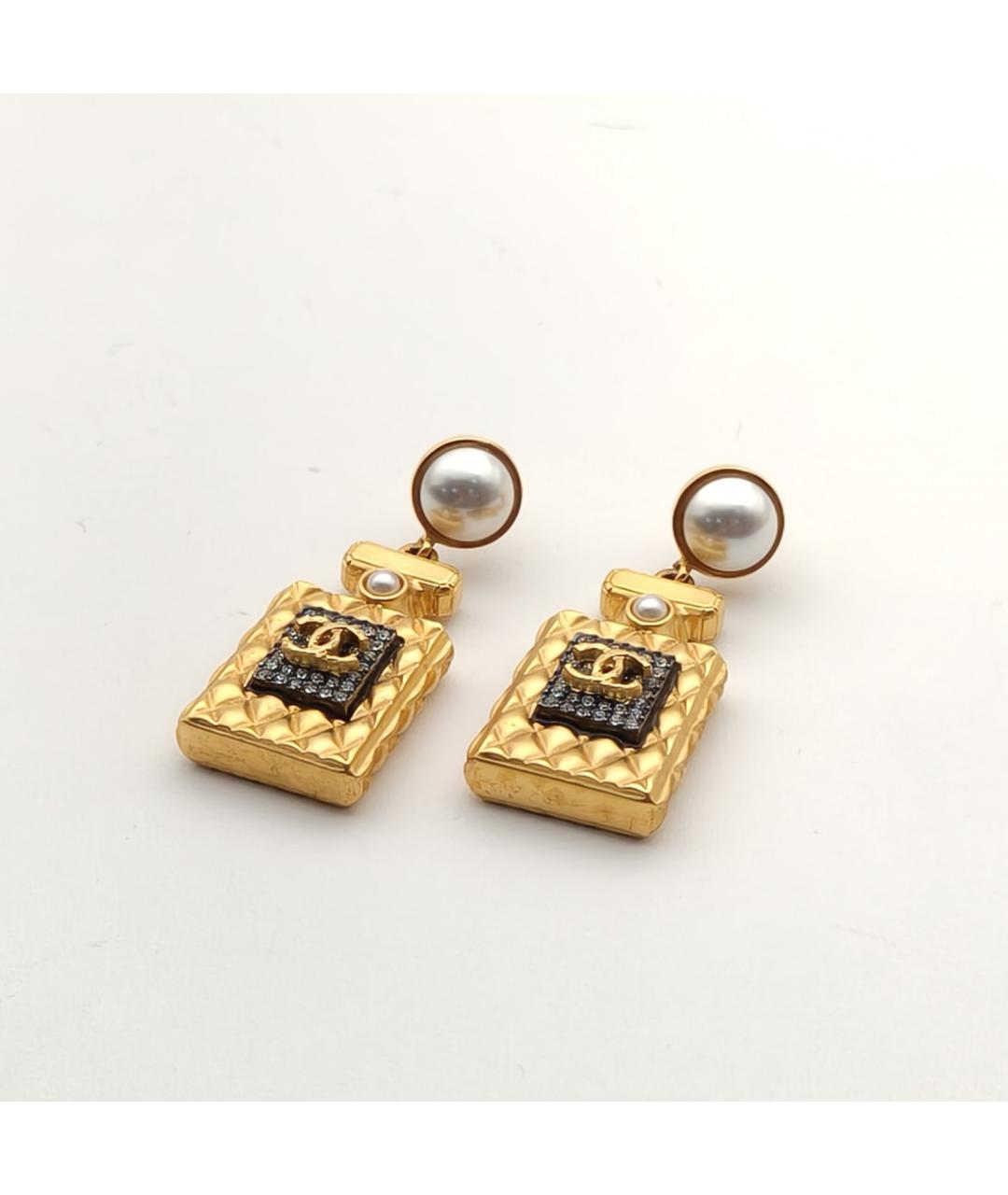 CHANEL Золотые металлические серьги, фото 5