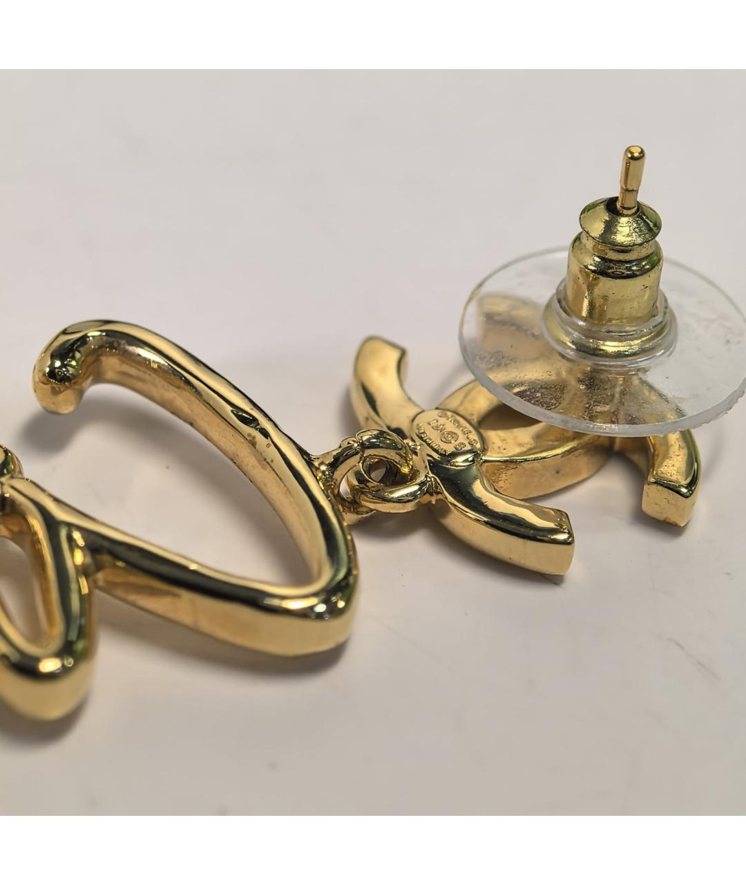 CHANEL Золотые металлические серьги, фото 9