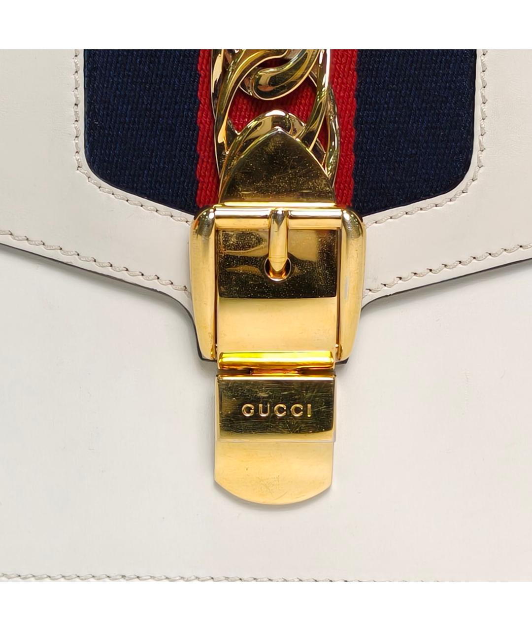 GUCCI Белая кожаная сумка через плечо, фото 7