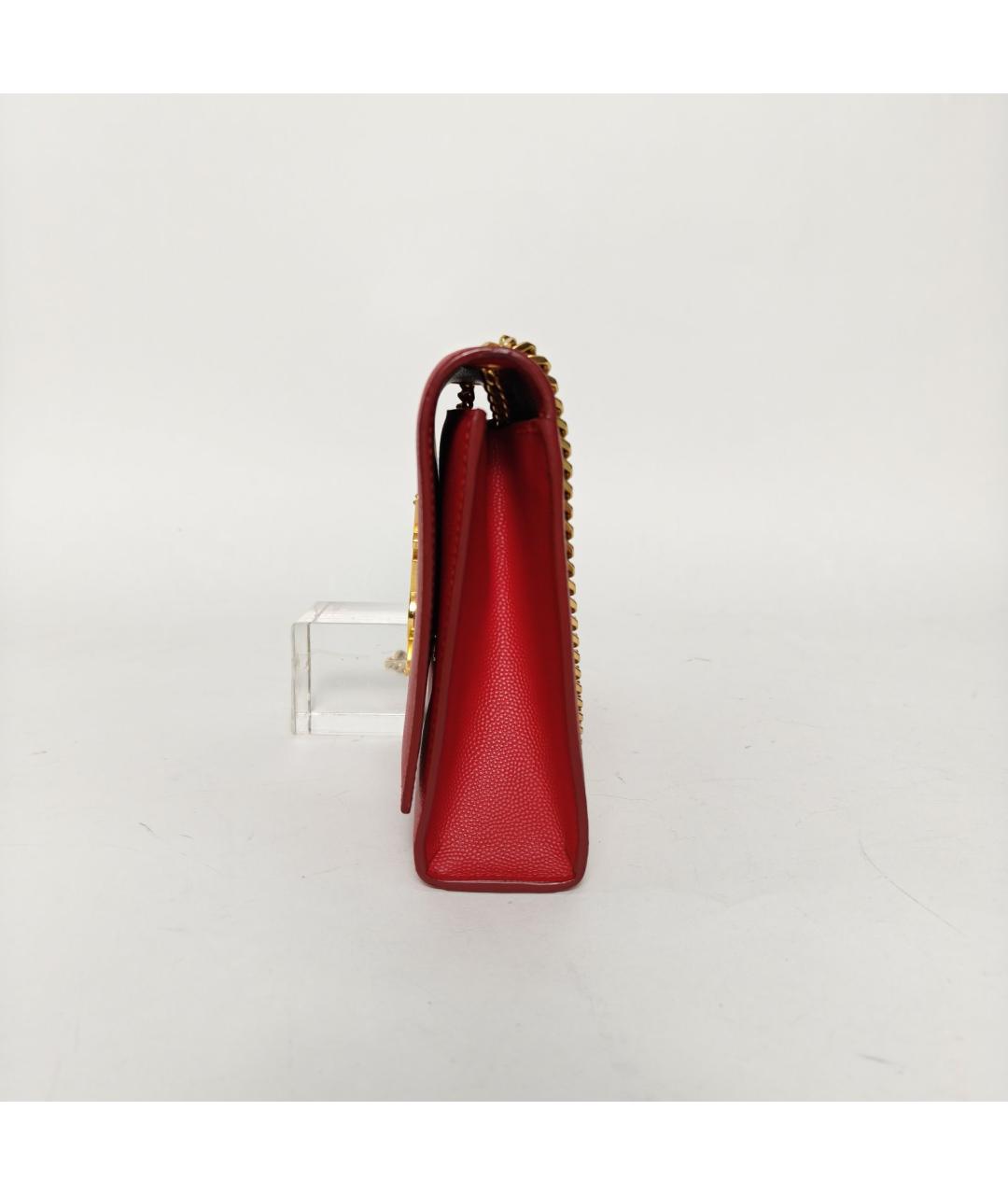 SAINT LAURENT Красная кожаная сумка через плечо, фото 3
