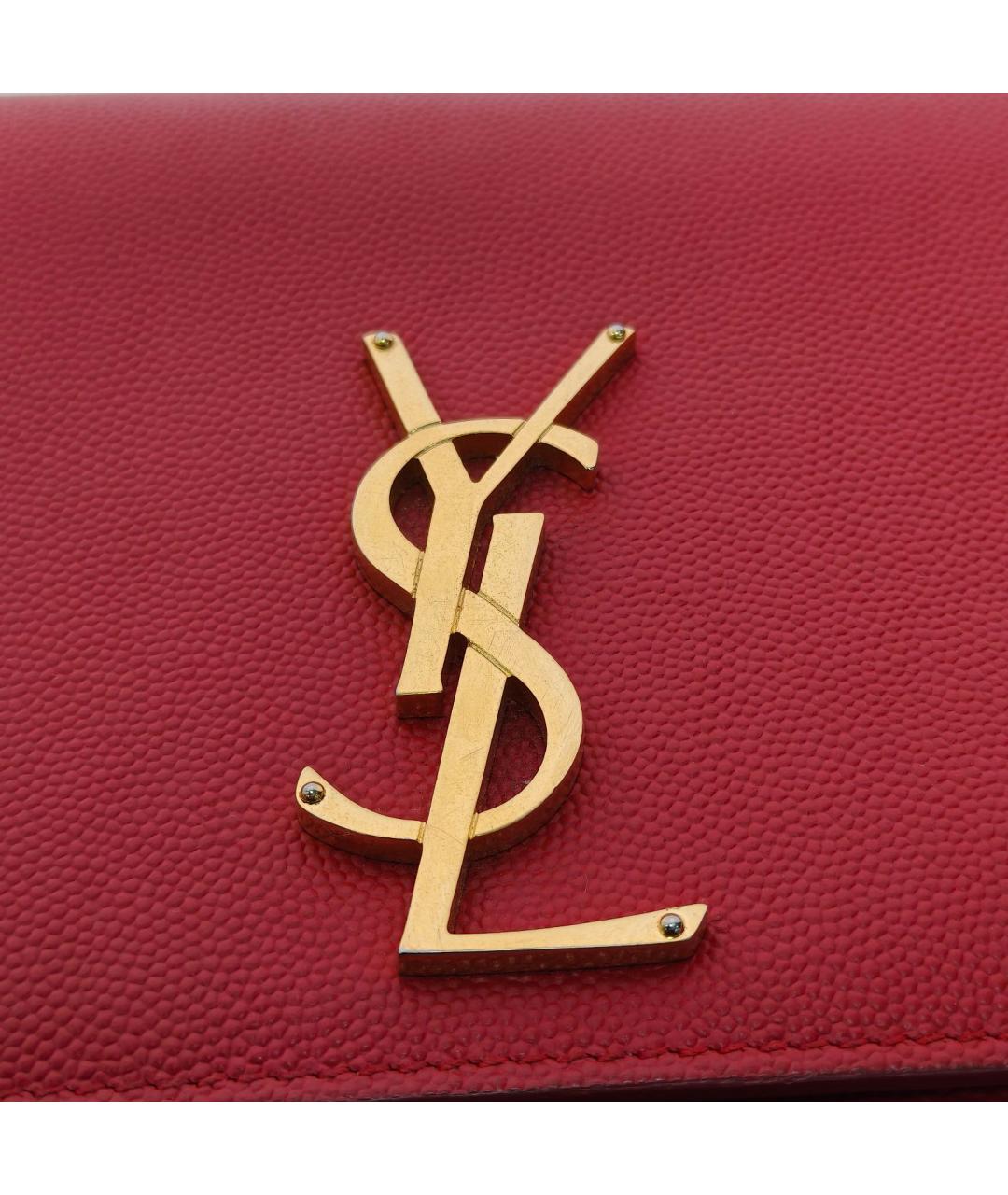 SAINT LAURENT Красная кожаная сумка через плечо, фото 7