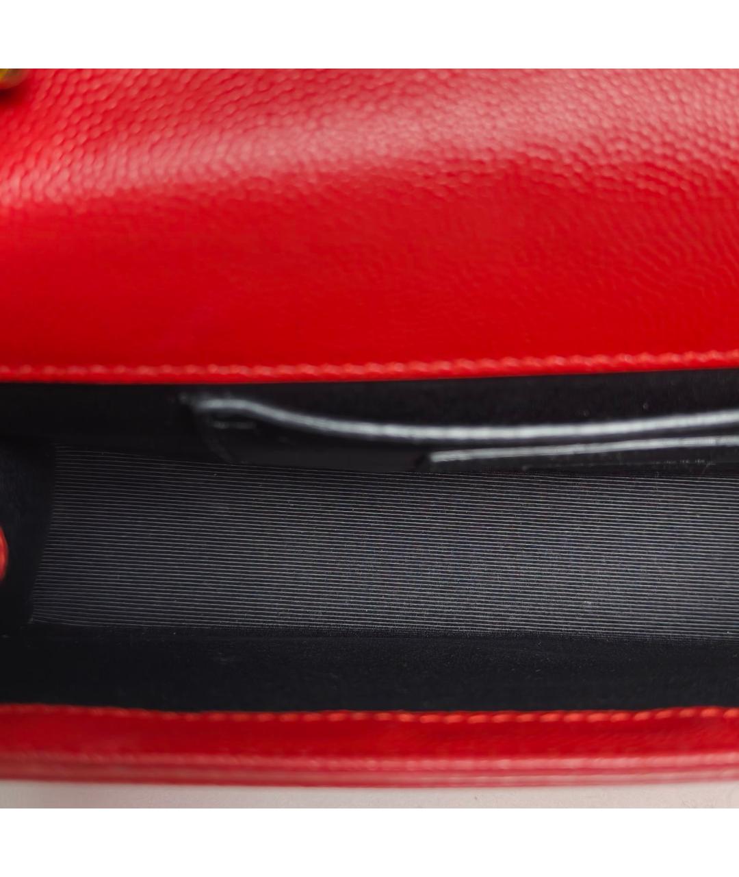 SAINT LAURENT Красная кожаная сумка через плечо, фото 8