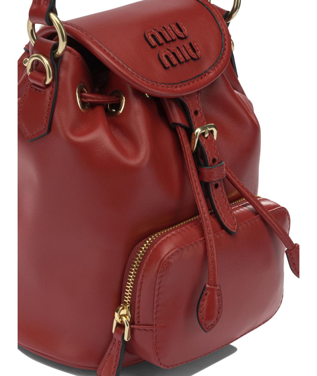 MIU MIU Красный кожаный рюкзак, фото 4