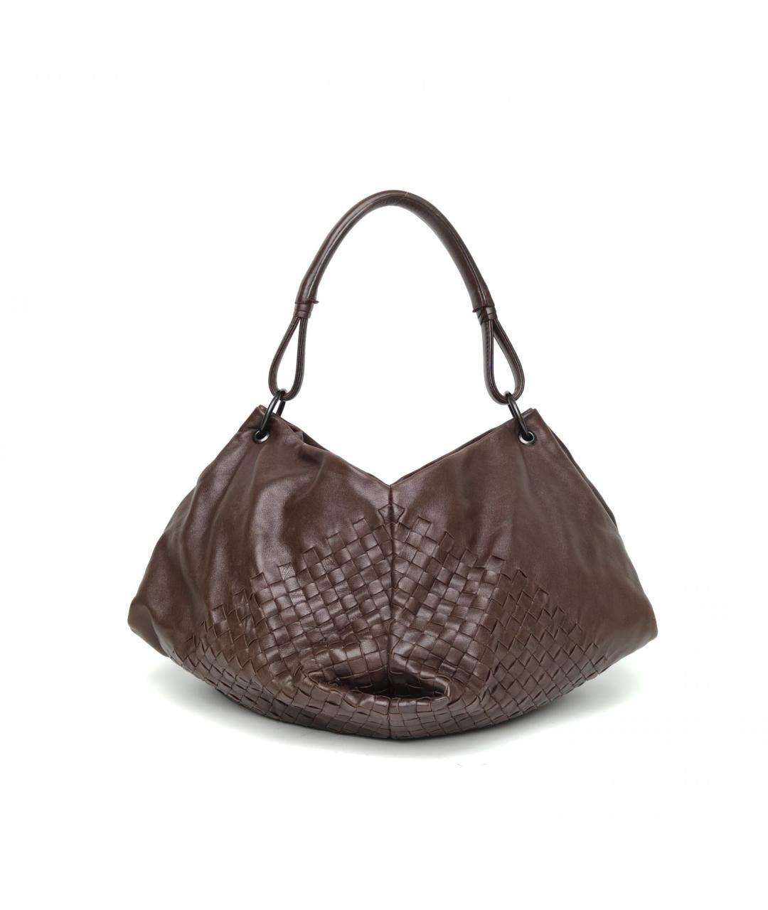 BOTTEGA VENETA Коричневая кожаная сумка через плечо, фото 4