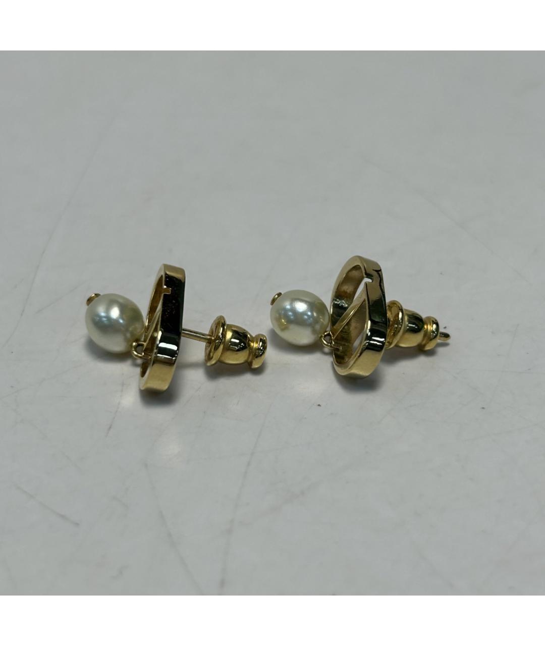 CHRISTIAN DIOR Золотые металлические серьги, фото 7