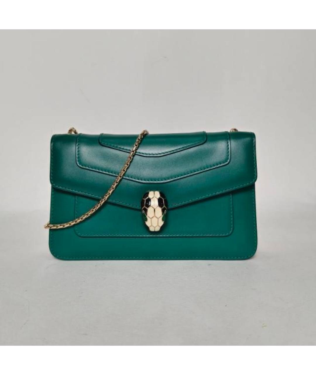 BVLGARI Зеленая кожаная сумка через плечо, фото 9