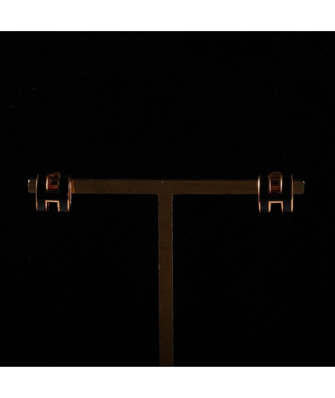 HERMES Черные металлические серьги, фото 2