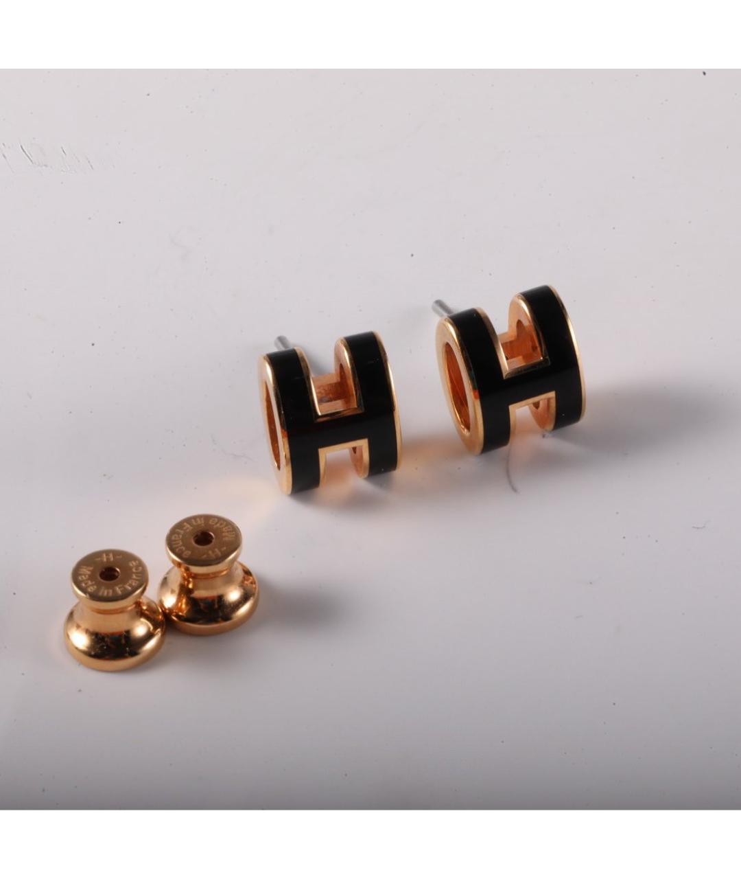 HERMES Черные металлические серьги, фото 5