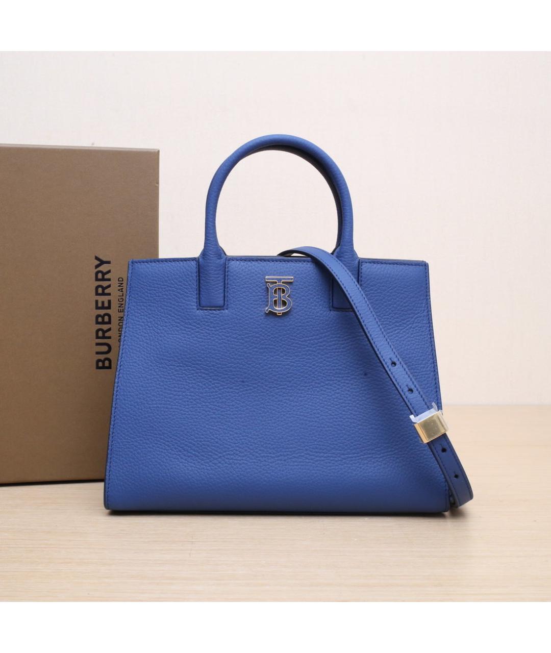 BURBERRY Темно-синяя кожаная сумка через плечо, фото 2