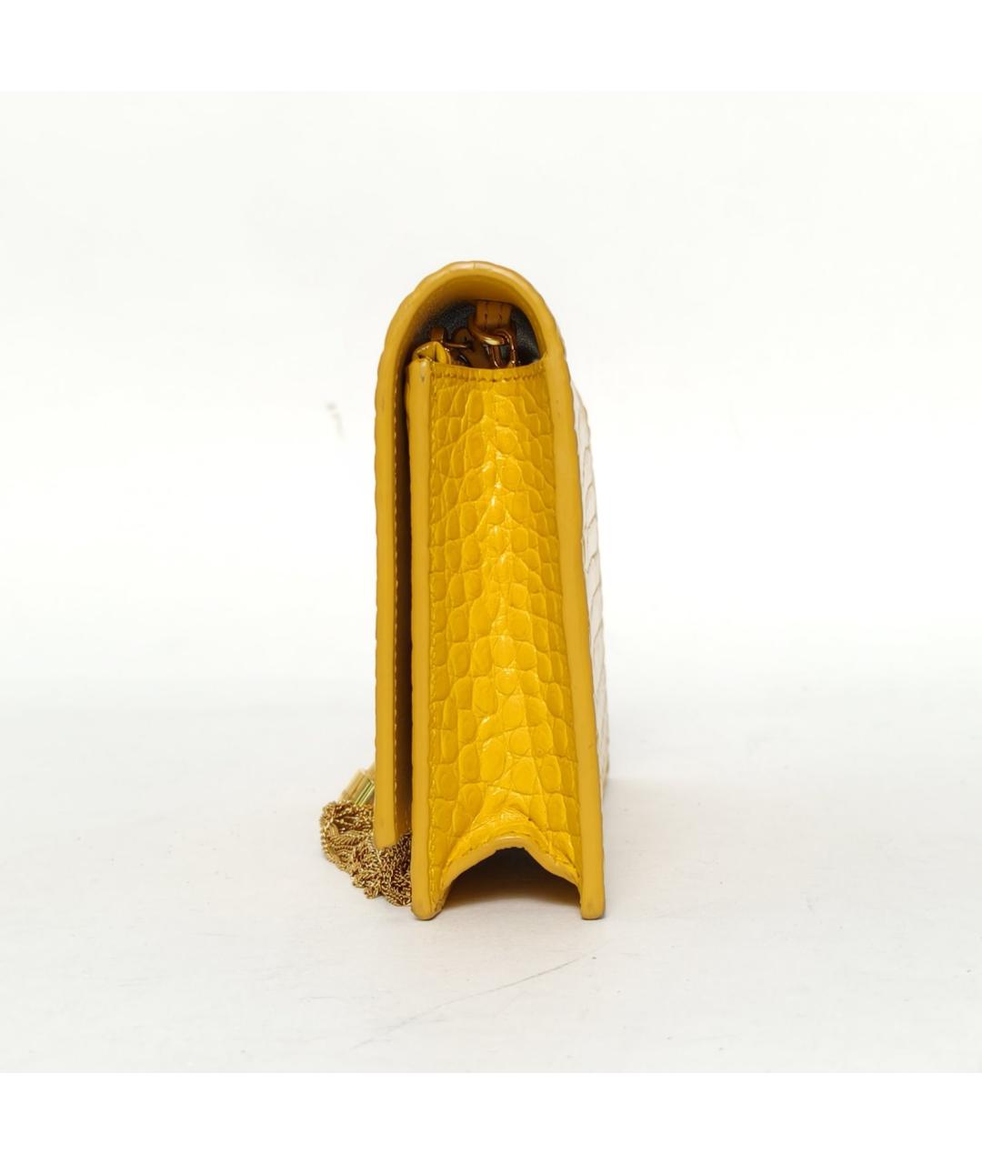 SAINT LAURENT Желтая кожаная сумка через плечо, фото 3