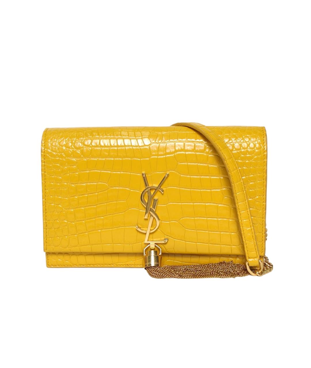SAINT LAURENT Желтая кожаная сумка через плечо, фото 1