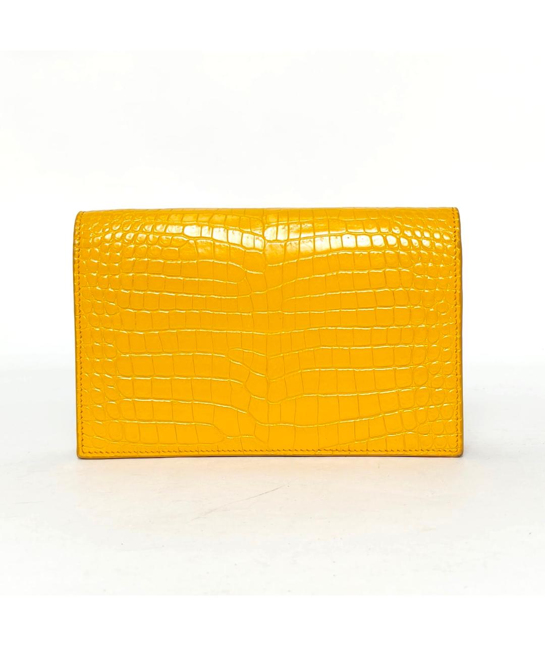 SAINT LAURENT Желтая кожаная сумка через плечо, фото 4