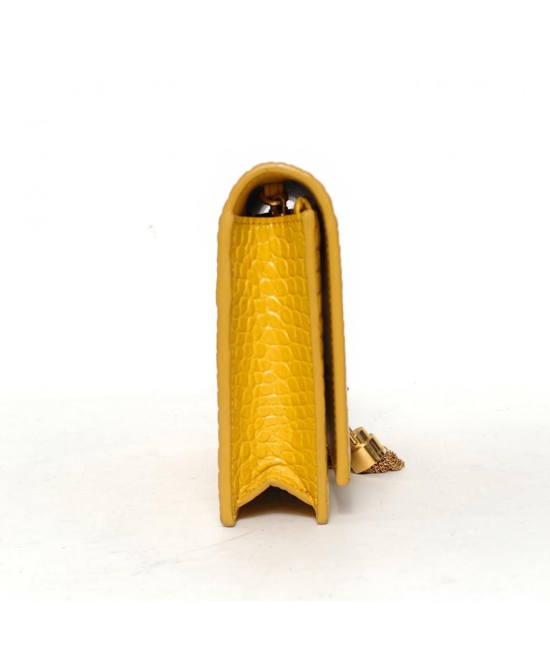 SAINT LAURENT Желтая кожаная сумка через плечо, фото 5