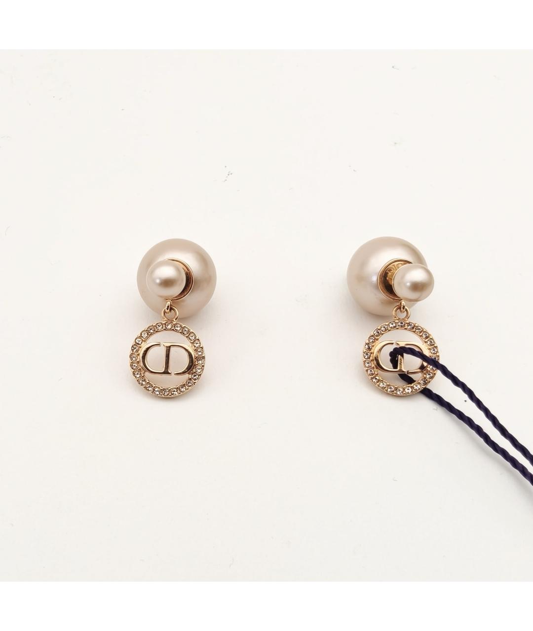 CHRISTIAN DIOR Белые металлические серьги, фото 2